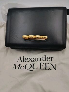 Alexander McQueen Four Ring Box Bag in Black & Red